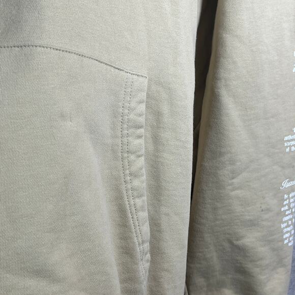 Saint Kaizen Hoodie Sweatshirt Mens Size 2XL Tan Bible Verses Logo Graphic Print - Picture 4 of 14